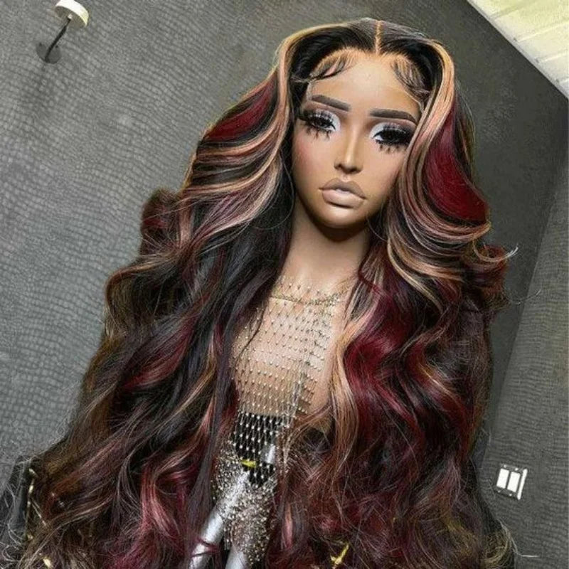Chocolate Brown 13x4 Synthetic Glueless Lace Front Wigs For Women Loose Wave Body Wave Lace Frontal Wig Pre Cut 180% Density