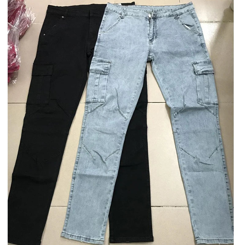 Celana Jeans Pria Jeans Pria  Jeans Kargo  Denim  Multi Warna Sol
