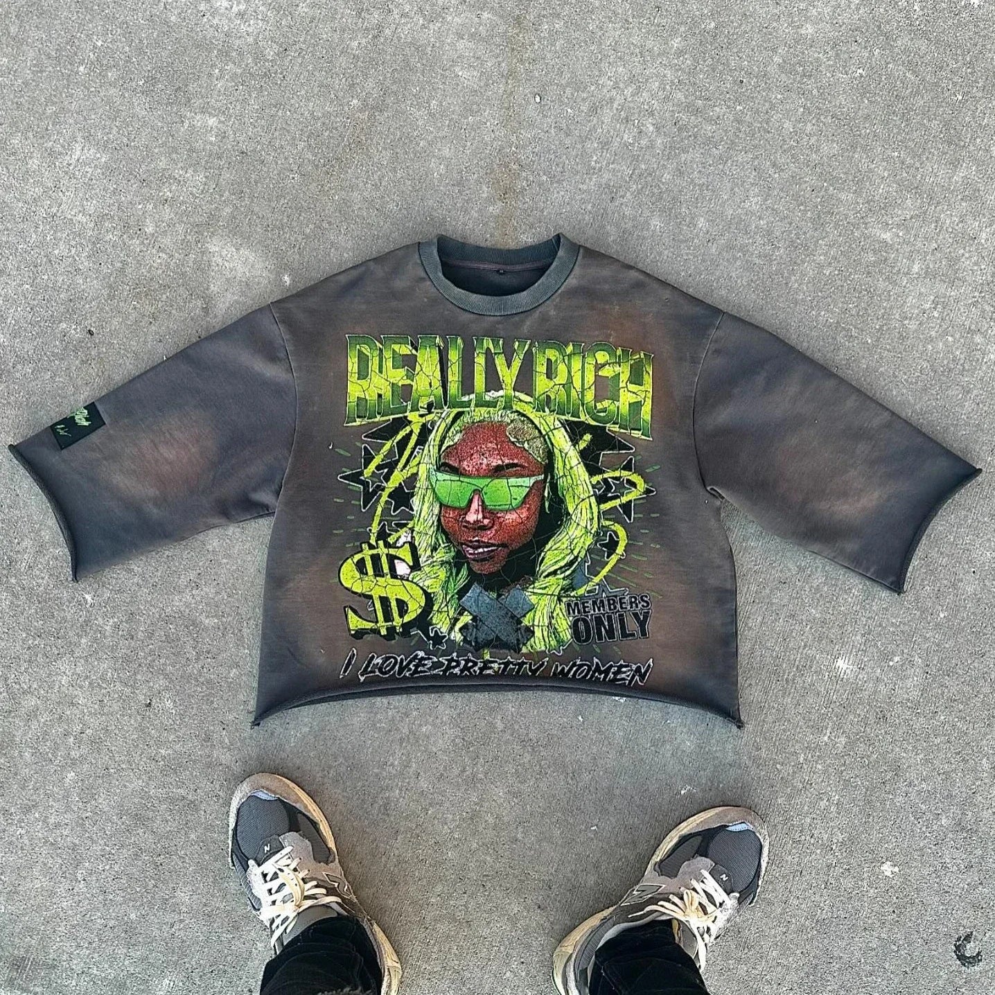 Y2K Harajuku Hip Hop Character Graphic Printed Seven Quarter Sleeves Tops