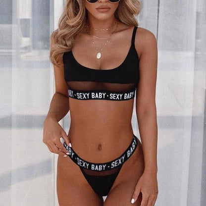Fashion Women's Underwear Babydoll Casual Bras and Panties Set See Through Sexy Lingerie Ladies Running Sports Underwear Set
