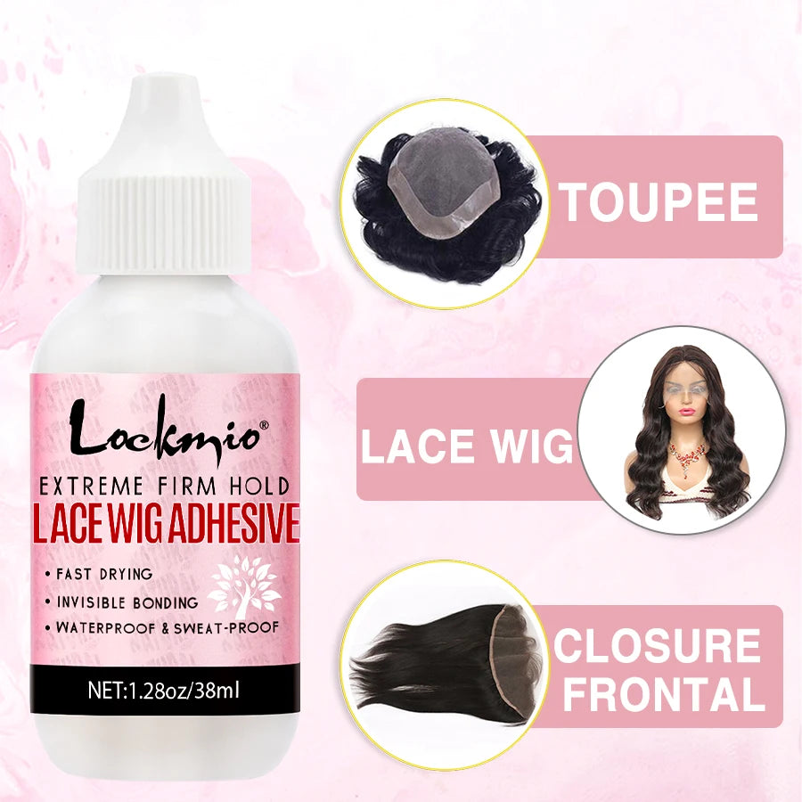 Strong Hold Lace Wig Glue 38ml Fast Dry Waterproof Toupee Adhesives Skin Color Wig Cap Eyebrow Knife Lace Wigs Bond for Beginner