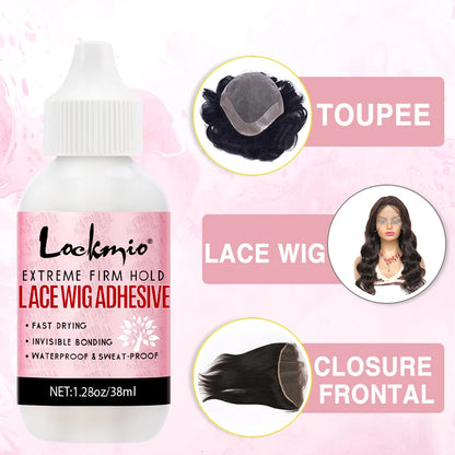 Strong Hold Lace Wig Glue 38ml Fast Dry Waterproof Toupee Adhesives Skin Color Wig Cap Eyebrow Knife Lace Wigs Bond for Beginner