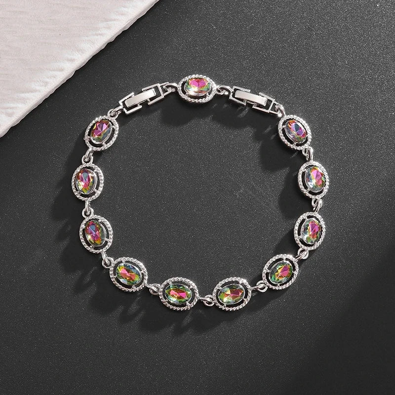 Brilliant Shining Three Dimensional Geometric Square Zirconia Tennis Bracelet Elegant Ladies Dinner Party Jewelry Girls Gift