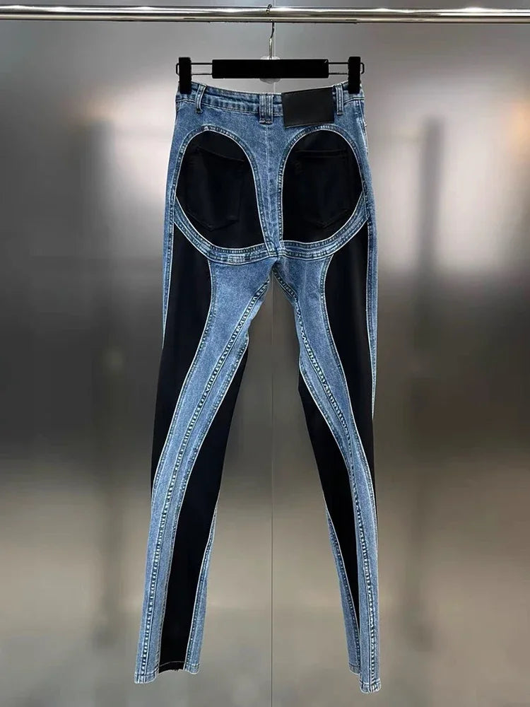 Trendy New Items Women's Patchwork Pencil Jeans  Spring Fashion High Waist Buttons Pockets Denim Pants Female