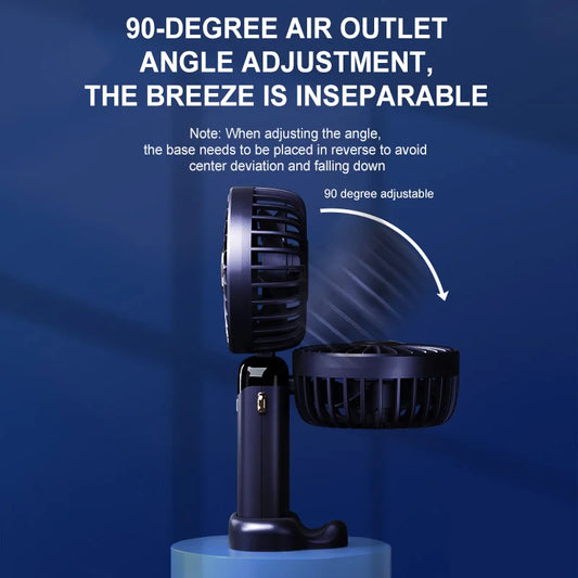 USB Handheld Mini Fan Foldable Portable Neck Hanging Fans 5 Speed USB Rechargeable Small Fan with Phone Stand and Power Display