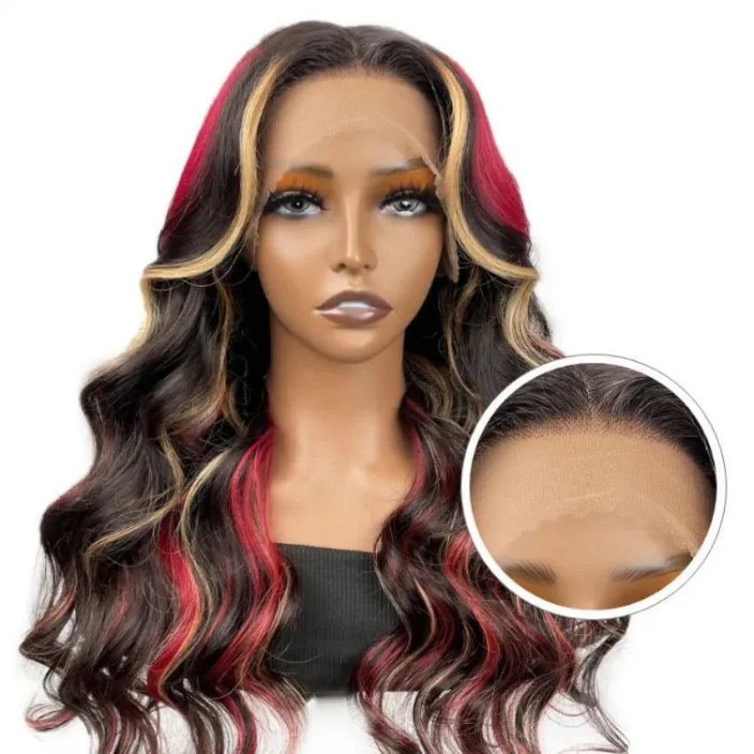 Chocolate Brown 13x4 Synthetic Glueless Lace Front Wigs For Women Loose Wave Body Wave Lace Frontal Wig Pre Cut 180% Density