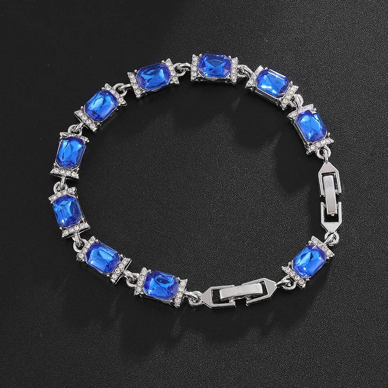 Brilliant Shining Three Dimensional Geometric Square Zirconia Tennis Bracelet Elegant Ladies Dinner Party Jewelry Girls Gift