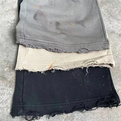 High Street Men Women Hip Hop Best Pants Vintage SAINT LOUIS Drawstring Destruction Splattered Ink Letters Print Sweatpants
