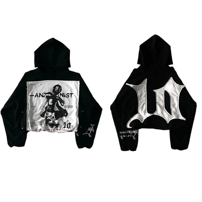 Streetwear Tenthseries Hoodie  Clothes  Hip Hop Patchwork Oversized Hoodie Sweatshirt Mens New Gothic Pullover Hoodie