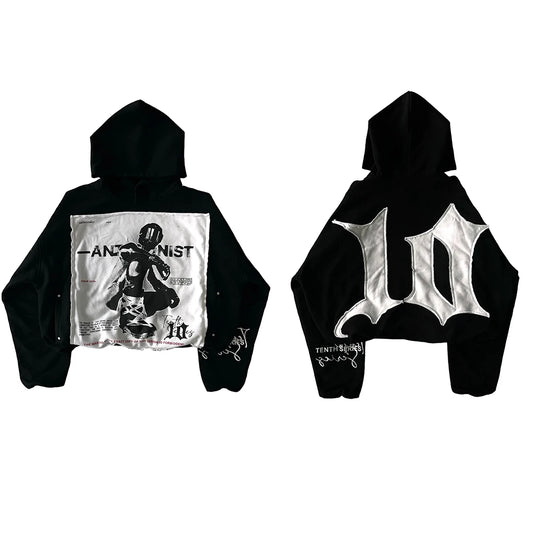 Streetwear Tenthseries Hoodie  Clothes  Hip Hop Patchwork Oversized Hoodie Sweatshirt Mens New Gothic Pullover Hoodie
