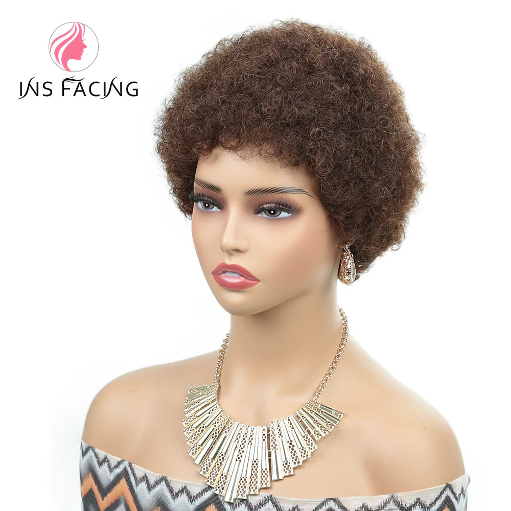 6inch natural black color 150% density daily use wig short afro curly human hair wigs machine made pixie cut human hair wig
