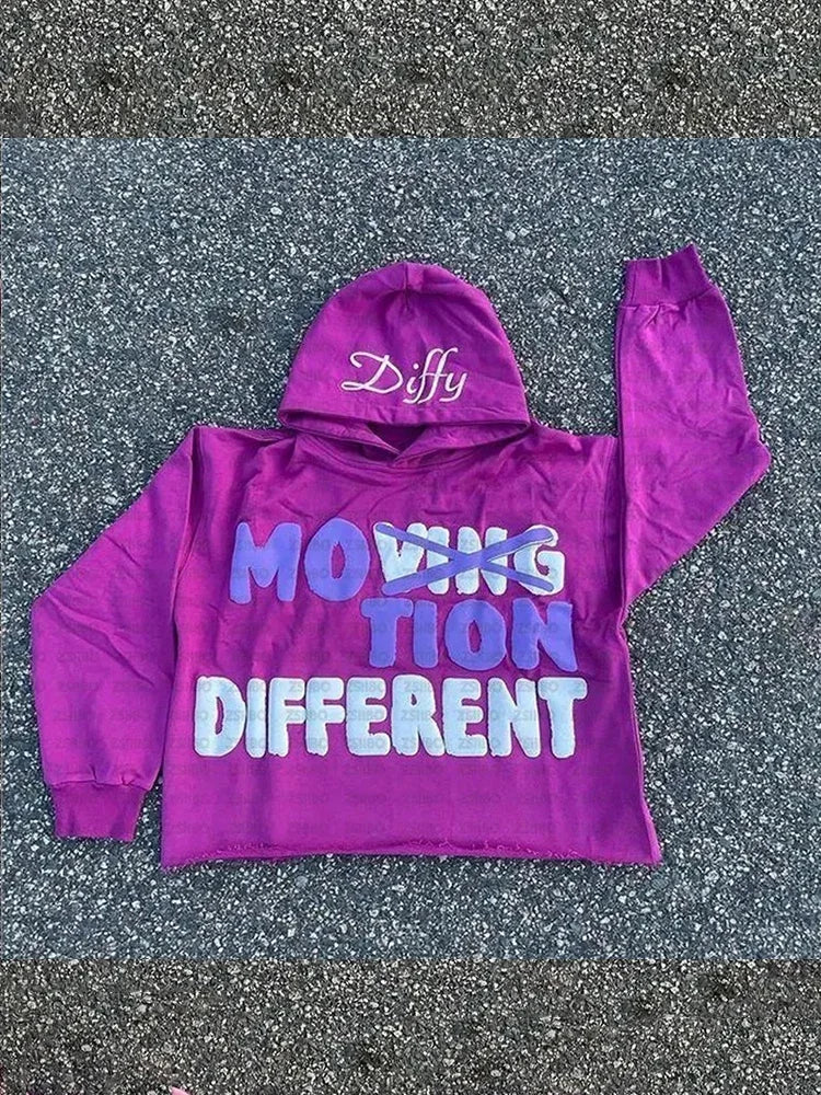 Y2K Hoodie Hip hop Streetwear Letter Print Foam Pullover Men Women Sweatshirt Harajuku Gothic Oversize Hooded Top
