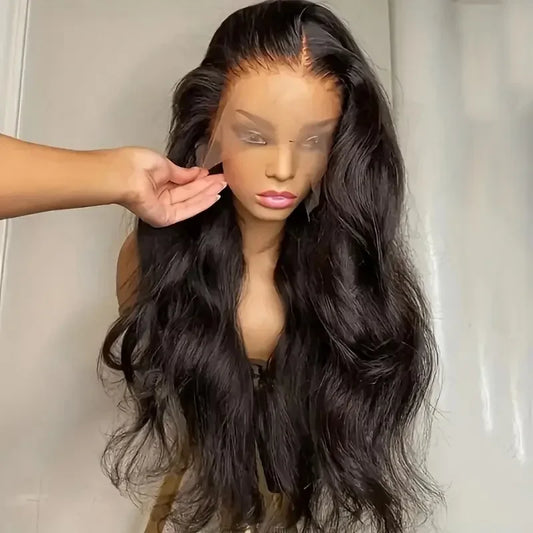 Cross-Border Best-Selling Long Fake Hair Middle Part Large Curling Hair Natural Front Lace Women's Wig Full Head Cover