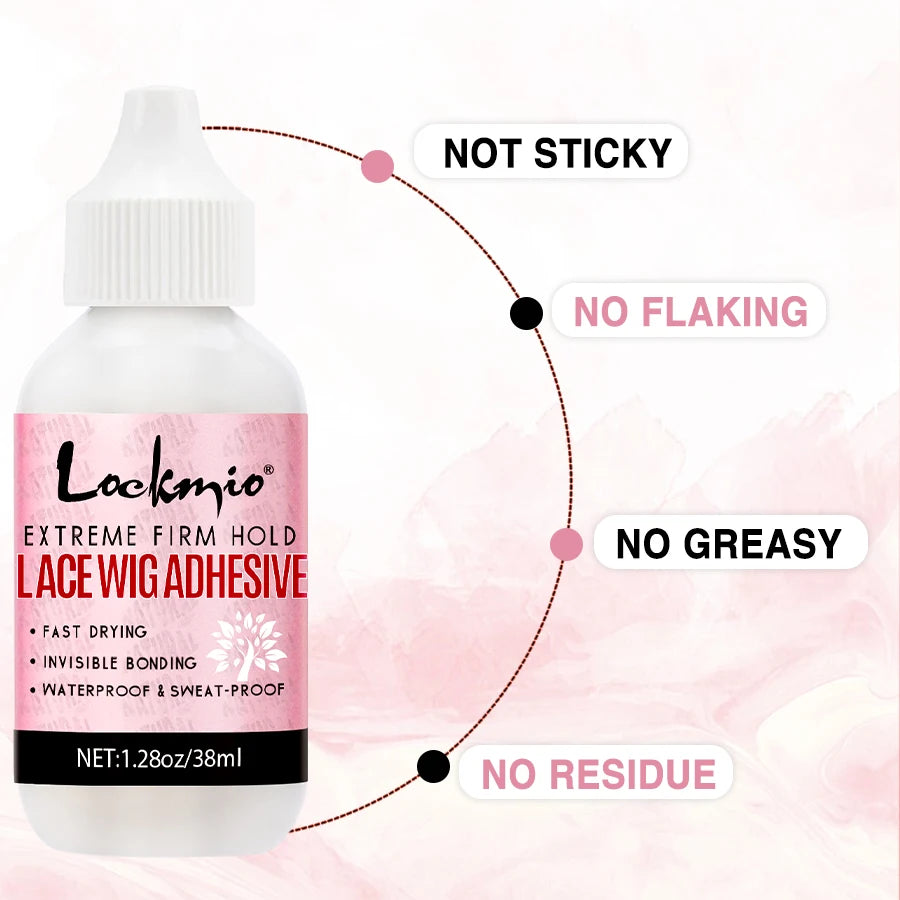 Strong Hold Lace Wig Glue 38ml Fast Dry Waterproof Toupee Adhesives Skin Color Wig Cap Eyebrow Knife Lace Wigs Bond for Beginner
