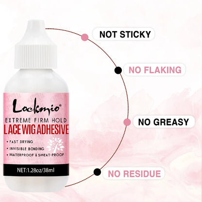 Strong Hold Lace Wig Glue 38ml Fast Dry Waterproof Toupee Adhesives Skin Color Wig Cap Eyebrow Knife Lace Wigs Bond for Beginner