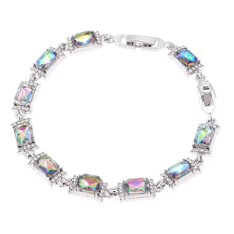 Brilliant Shining Three Dimensional Geometric Square Zirconia Tennis Bracelet Elegant Ladies Dinner Party Jewelry Girls Gift