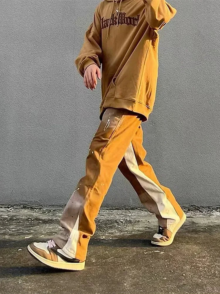 2024 Vintage Brown Y2K  Baggy Jeans Pants For Men Clothing Patchwork Streetwear Luxury Gothic Trousers