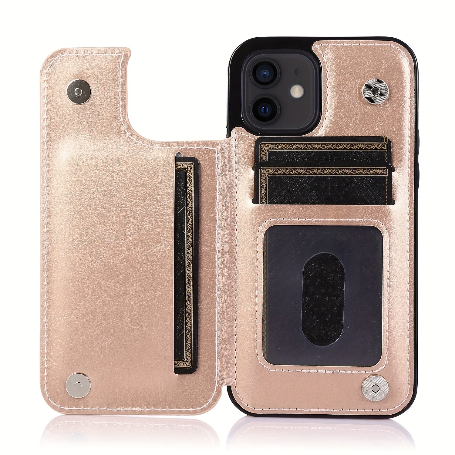 for iPhone 16 15 14 13 12 11 Pro Max XR XS Max SE 2022/2020 7 8 Plus Wallet Case with Card Holder, Faux Leather Kickstand Card Slots Case, Double Magnetic Clasp and Durable Shockproof Cover