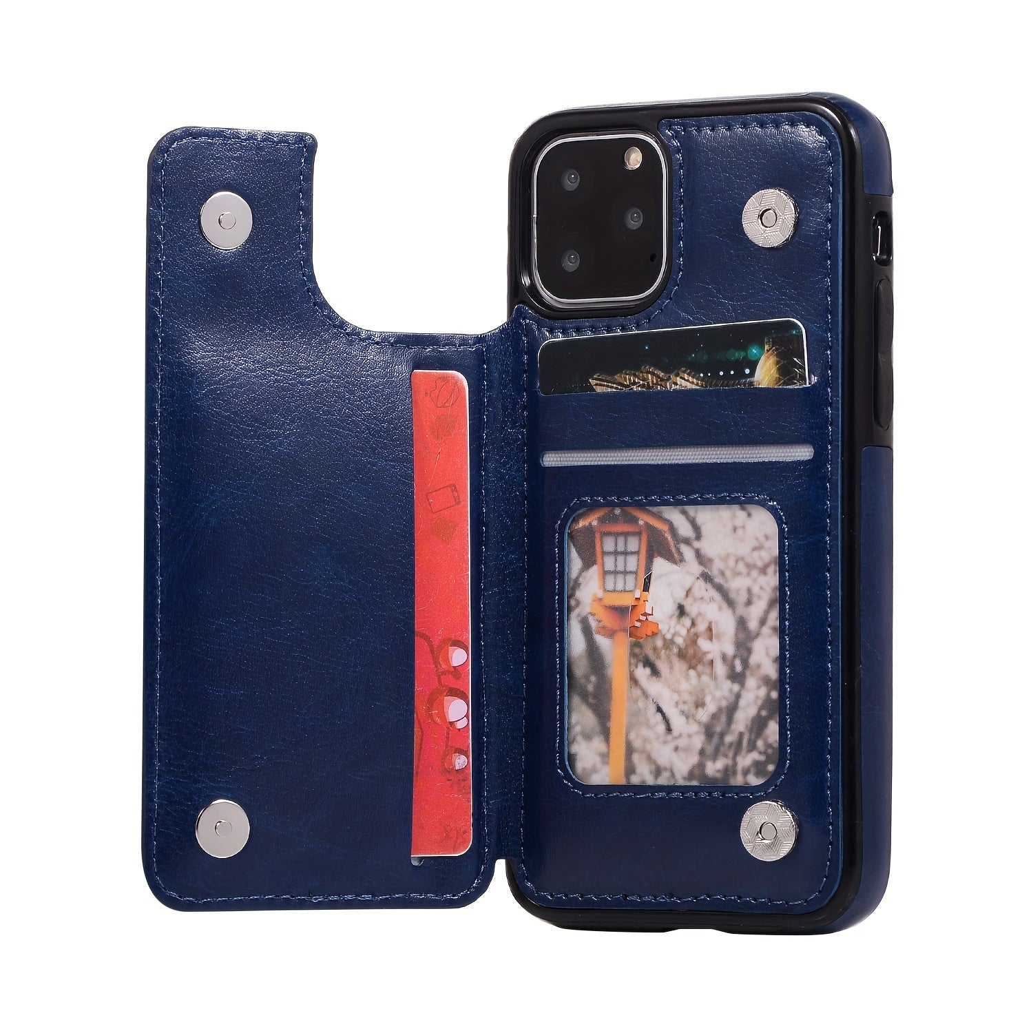 for iPhone 16 15 14 13 12 11 Pro Max XR XS Max SE 2022/2020 7 8 Plus Wallet Case with Card Holder, Faux Leather Kickstand Card Slots Case, Double Magnetic Clasp and Durable Shockproof Cover