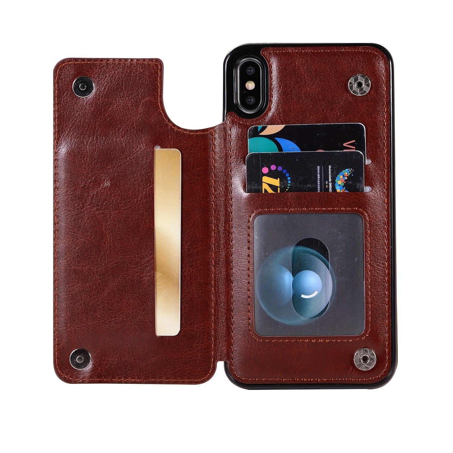 for iPhone 16 15 14 13 12 11 Pro Max XR XS Max SE 2022/2020 7 8 Plus Wallet Case with Card Holder, Faux Leather Kickstand Card Slots Case, Double Magnetic Clasp and Durable Shockproof Cover