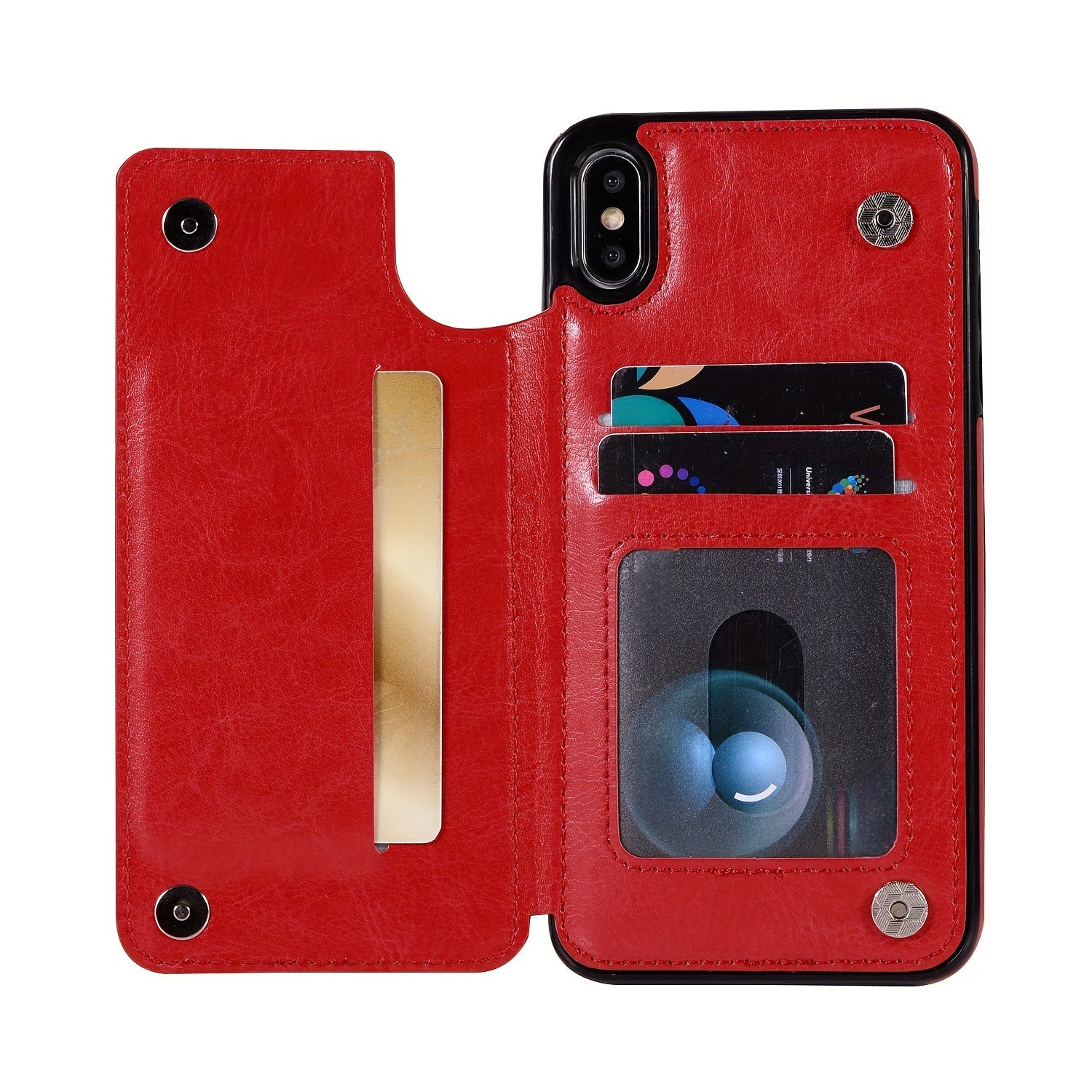 for iPhone 16 15 14 13 12 11 Pro Max XR XS Max SE 2022/2020 7 8 Plus Wallet Case with Card Holder, Faux Leather Kickstand Card Slots Case, Double Magnetic Clasp and Durable Shockproof Cover