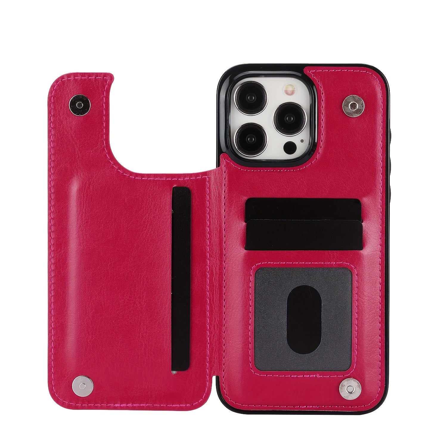 for iPhone 16 15 14 13 12 11 Pro Max XR XS Max SE 2022/2020 7 8 Plus Wallet Case with Card Holder, Faux Leather Kickstand Card Slots Case, Double Magnetic Clasp and Durable Shockproof Cover