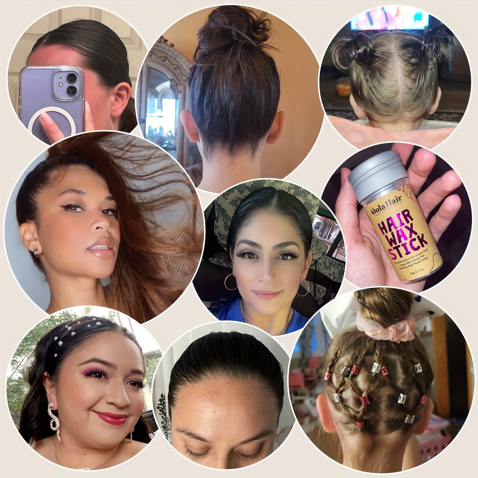 Hair Wax Stick Pomade Stick for Tames Flyaways, Wax Stick Pomade Gel for Wigs Edge Control Slick Stick Hair Pomade Stick Non-greasy Styling Wax for Texture, Shapes, Frizz, Smoothing