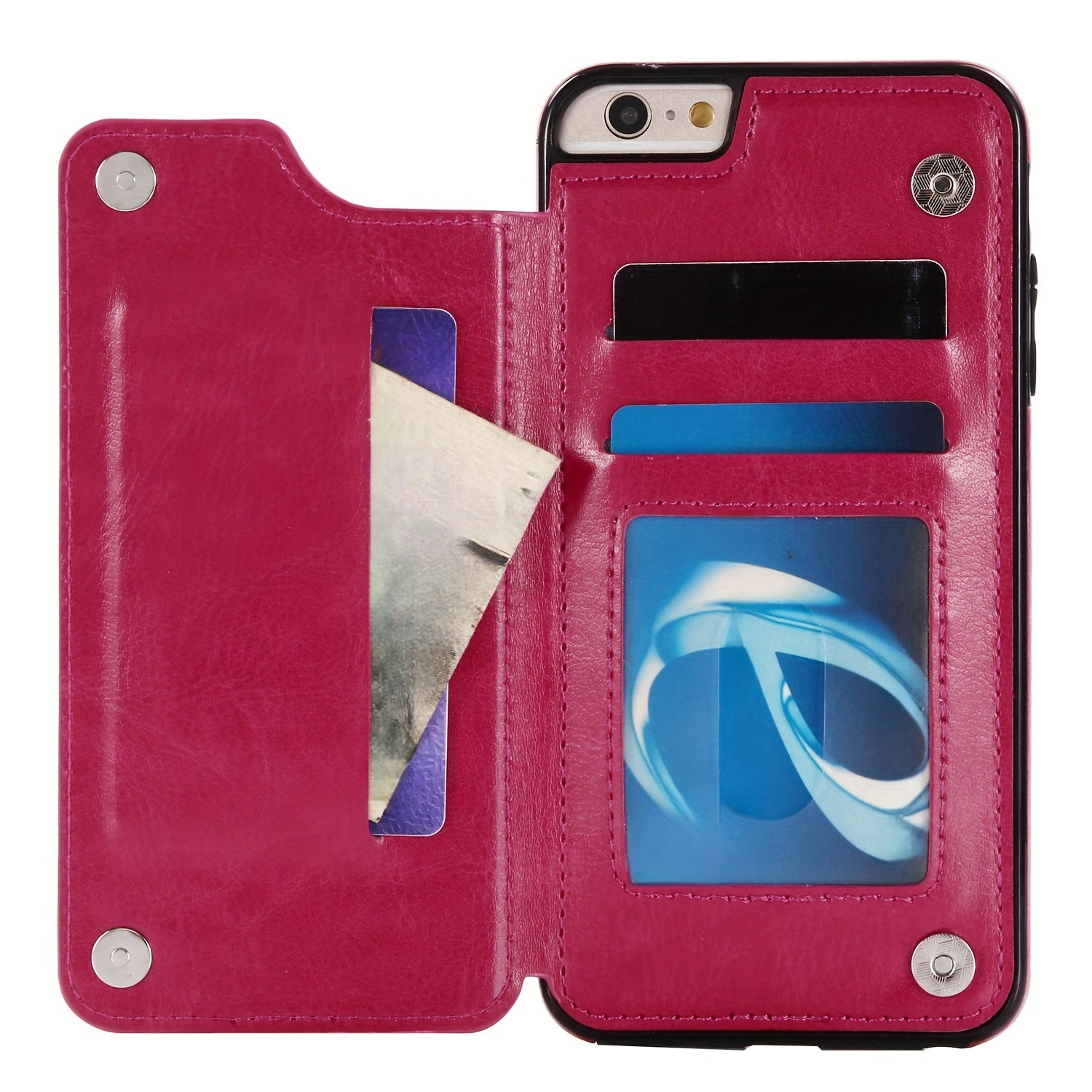 for iPhone 16 15 14 13 12 11 Pro Max XR XS Max SE 2022/2020 7 8 Plus Wallet Case with Card Holder, Faux Leather Kickstand Card Slots Case, Double Magnetic Clasp and Durable Shockproof Cover