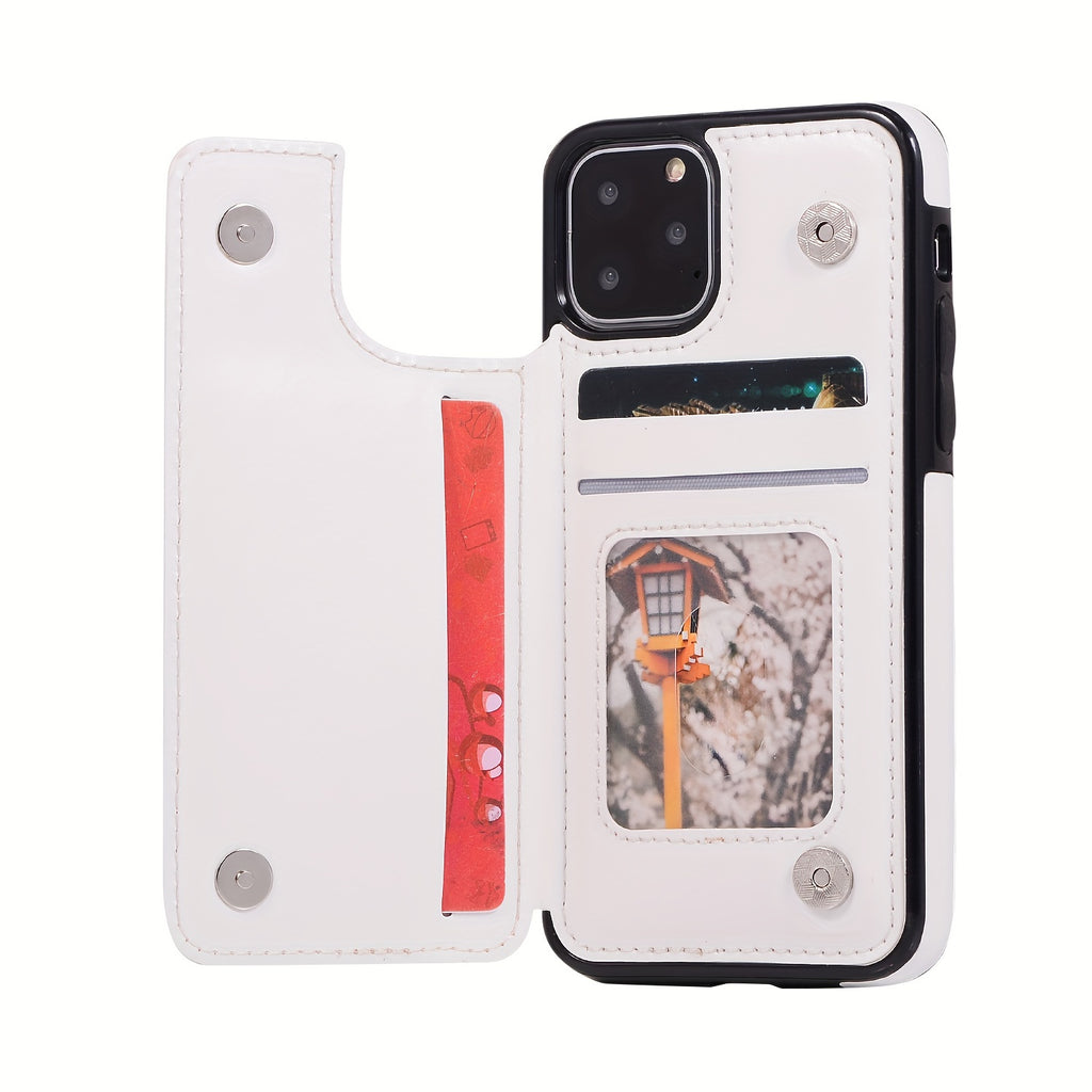 for iPhone 16 15 14 13 12 11 Pro Max XR XS Max SE 2022/2020 7 8 Plus Wallet Case with Card Holder, Faux Leather Kickstand Card Slots Case, Double Magnetic Clasp and Durable Shockproof Cover