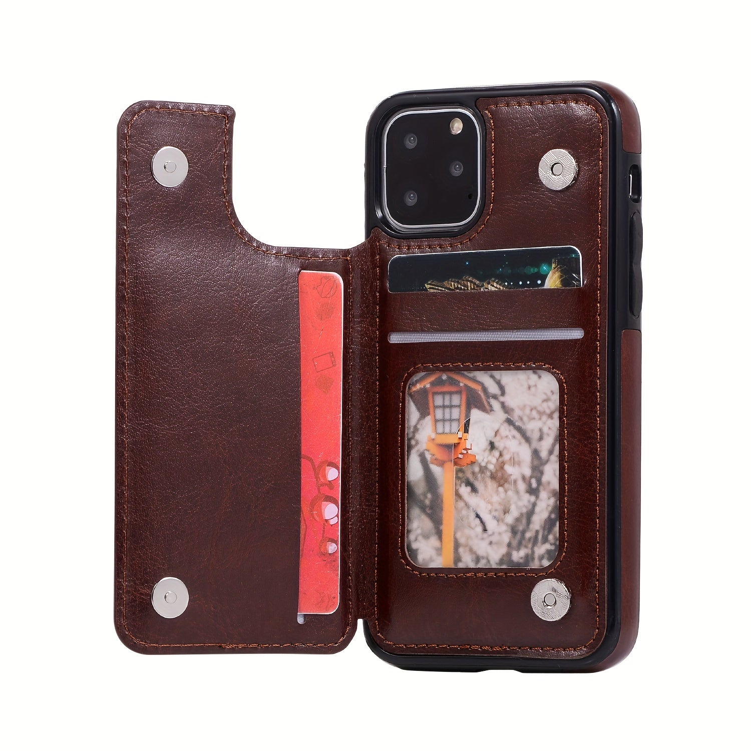 for iPhone 16 15 14 13 12 11 Pro Max XR XS Max SE 2022/2020 7 8 Plus Wallet Case with Card Holder, Faux Leather Kickstand Card Slots Case, Double Magnetic Clasp and Durable Shockproof Cover