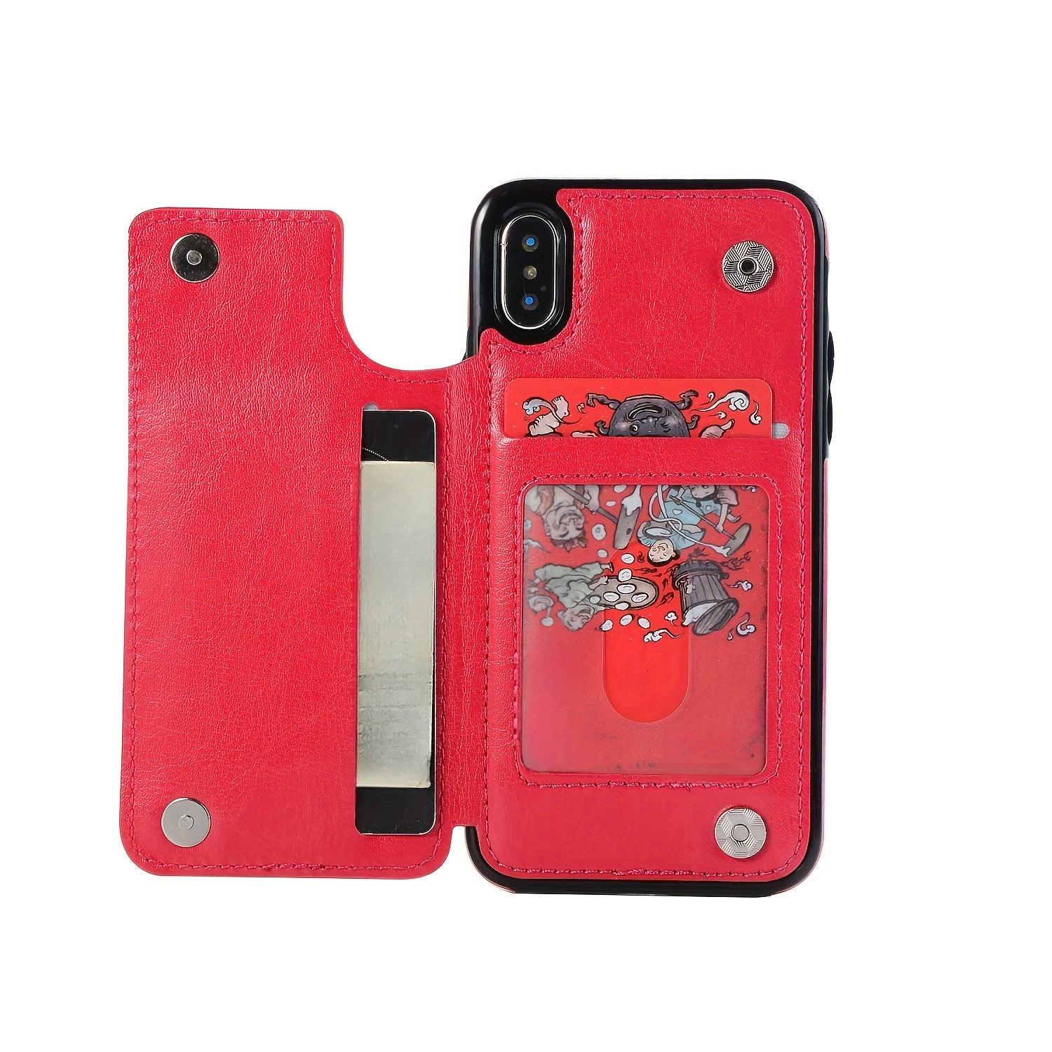 for iPhone 16 15 14 13 12 11 Pro Max XR XS Max SE 2022/2020 7 8 Plus Wallet Case with Card Holder, Faux Leather Kickstand Card Slots Case, Double Magnetic Clasp and Durable Shockproof Cover