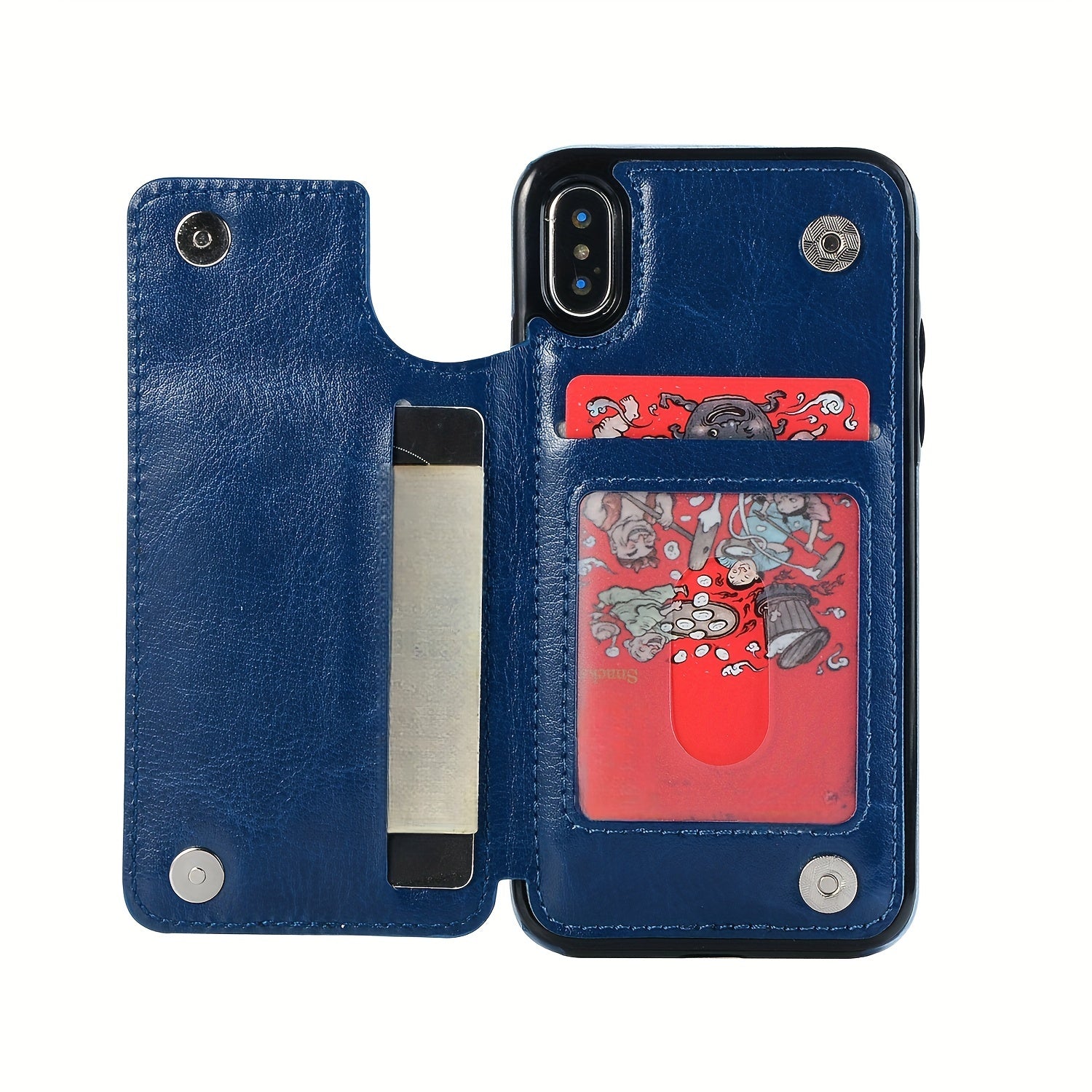 for iPhone 16 15 14 13 12 11 Pro Max XR XS Max SE 2022/2020 7 8 Plus Wallet Case with Card Holder, Faux Leather Kickstand Card Slots Case, Double Magnetic Clasp and Durable Shockproof Cover