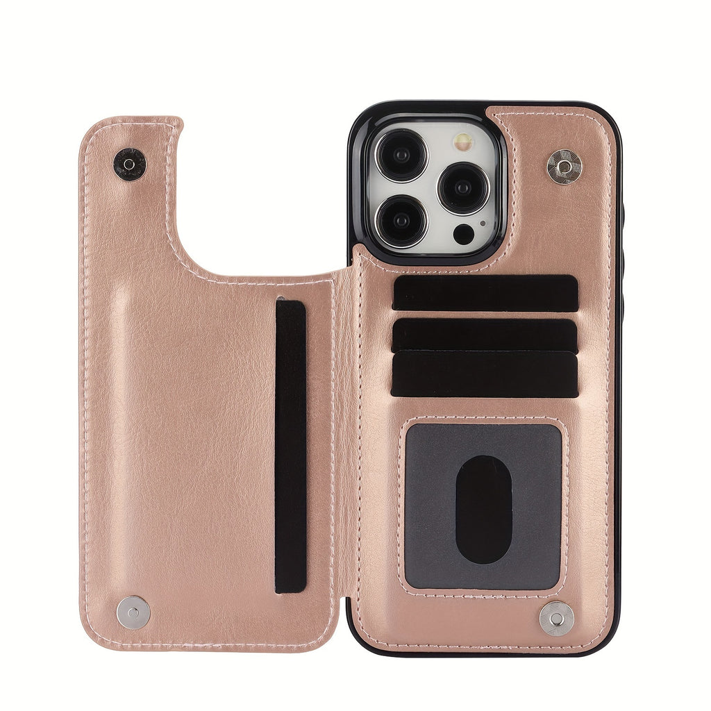 for iPhone 16 15 14 13 12 11 Pro Max XR XS Max SE 2022/2020 7 8 Plus Wallet Case with Card Holder, Faux Leather Kickstand Card Slots Case, Double Magnetic Clasp and Durable Shockproof Cover