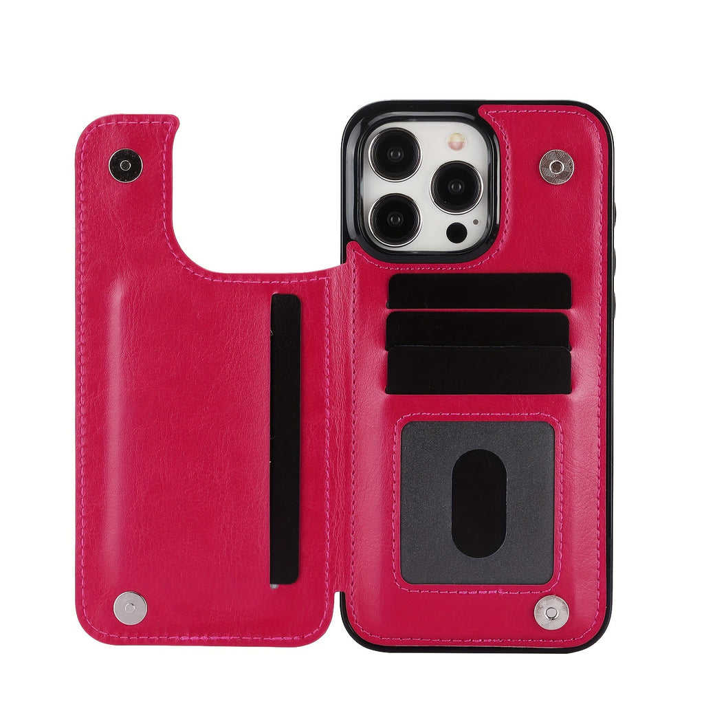 for iPhone 16 15 14 13 12 11 Pro Max XR XS Max SE 2022/2020 7 8 Plus Wallet Case with Card Holder, Faux Leather Kickstand Card Slots Case, Double Magnetic Clasp and Durable Shockproof Cover