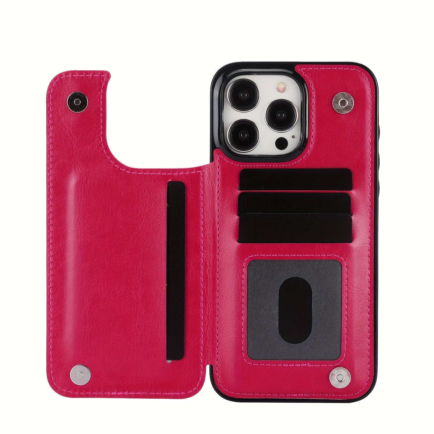 for iPhone 16 15 14 13 12 11 Pro Max XR XS Max SE 2022/2020 7 8 Plus Wallet Case with Card Holder, Faux Leather Kickstand Card Slots Case, Double Magnetic Clasp and Durable Shockproof Cover