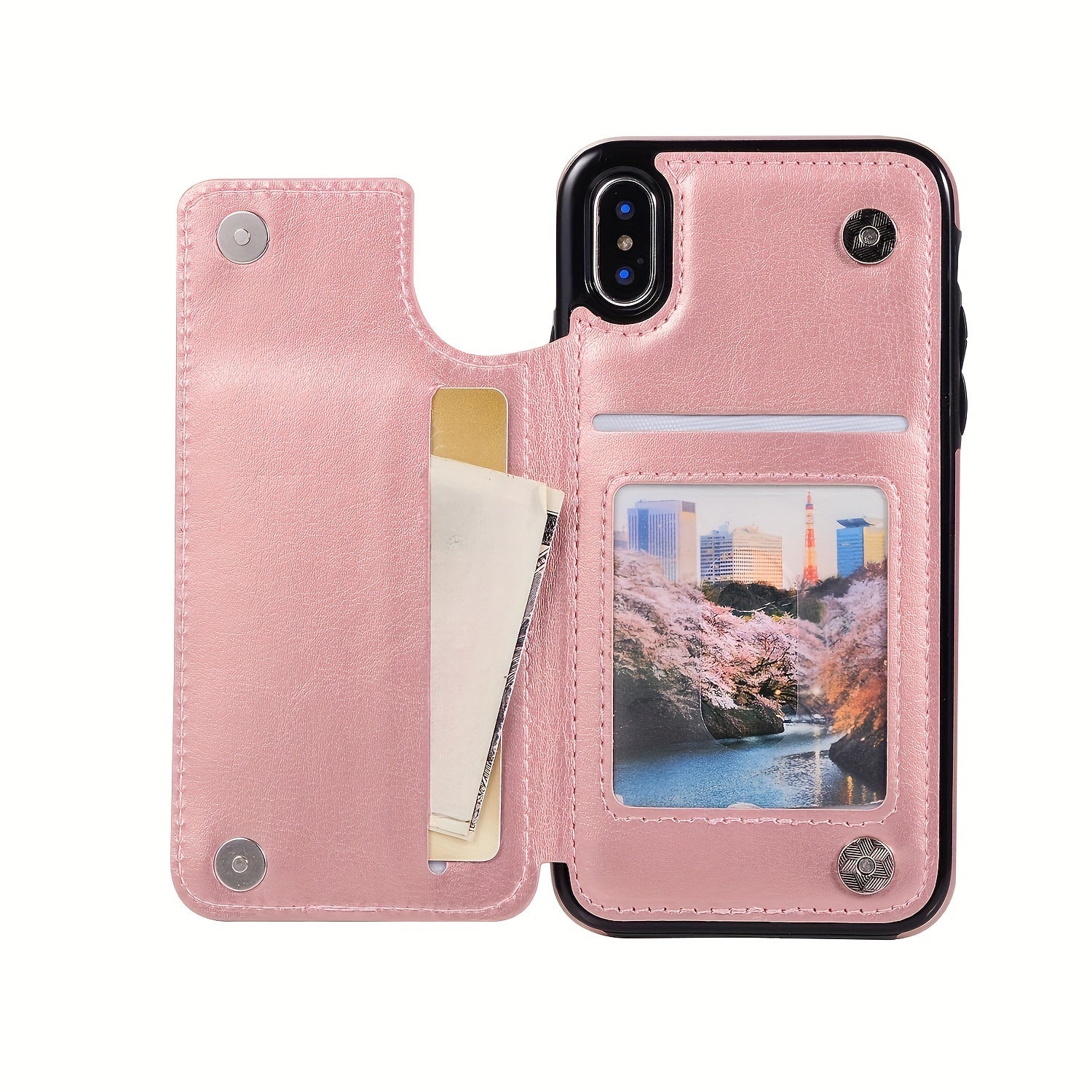 for iPhone 16 15 14 13 12 11 Pro Max XR XS Max SE 2022/2020 7 8 Plus Wallet Case with Card Holder, Faux Leather Kickstand Card Slots Case, Double Magnetic Clasp and Durable Shockproof Cover