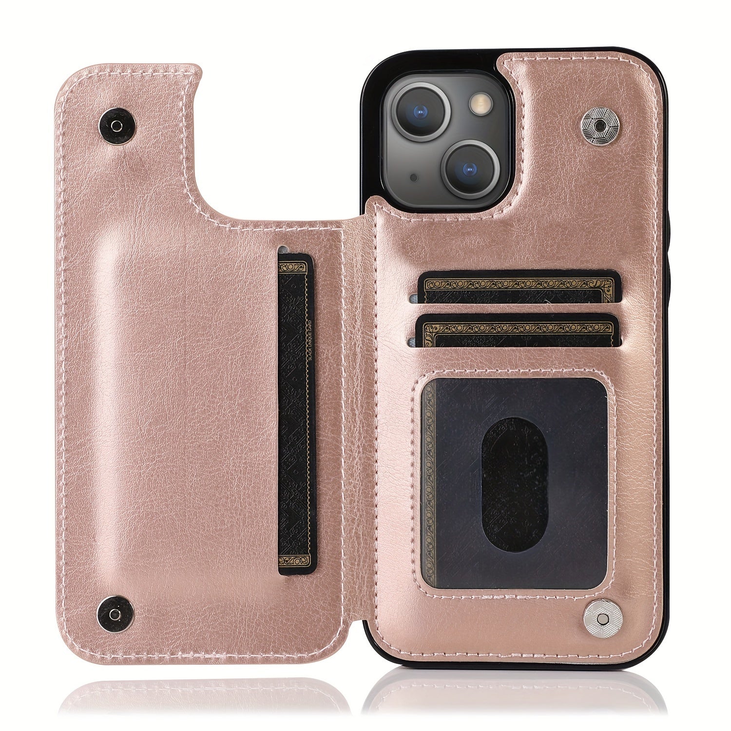 for iPhone 16 15 14 13 12 11 Pro Max XR XS Max SE 2022/2020 7 8 Plus Wallet Case with Card Holder, Faux Leather Kickstand Card Slots Case, Double Magnetic Clasp and Durable Shockproof Cover