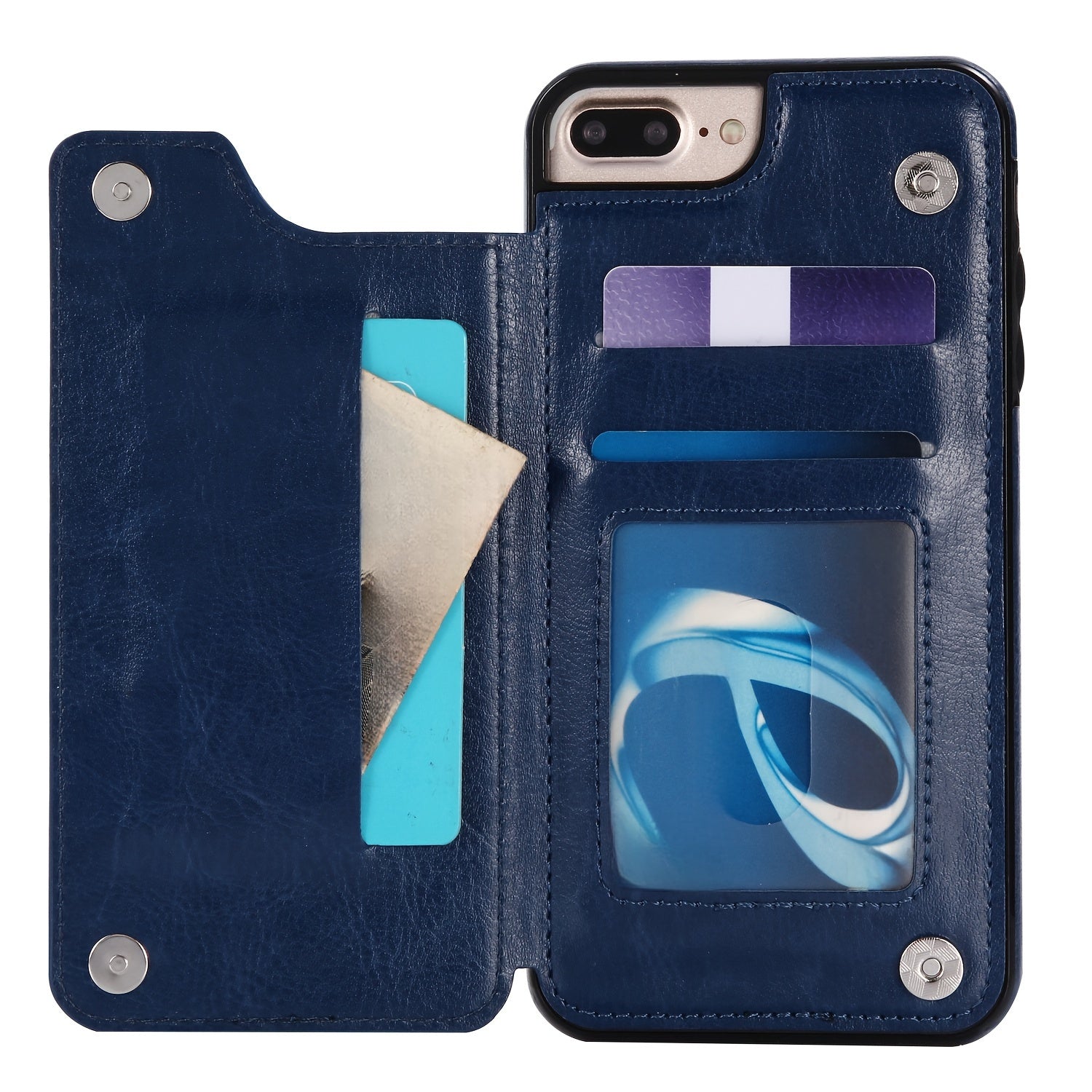 for iPhone 16 15 14 13 12 11 Pro Max XR XS Max SE 2022/2020 7 8 Plus Wallet Case with Card Holder, Faux Leather Kickstand Card Slots Case, Double Magnetic Clasp and Durable Shockproof Cover
