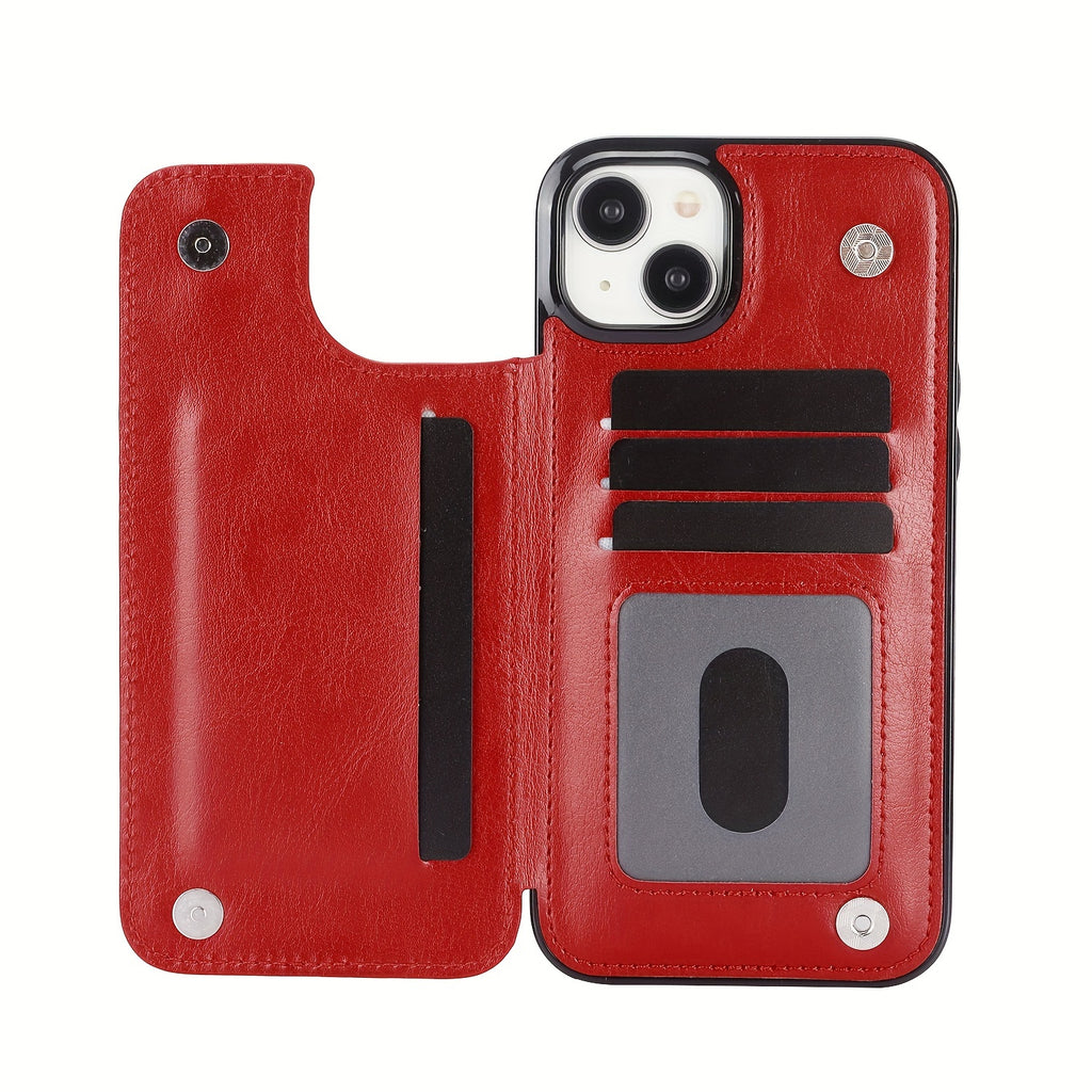 for iPhone 16 15 14 13 12 11 Pro Max XR XS Max SE 2022/2020 7 8 Plus Wallet Case with Card Holder, Faux Leather Kickstand Card Slots Case, Double Magnetic Clasp and Durable Shockproof Cover