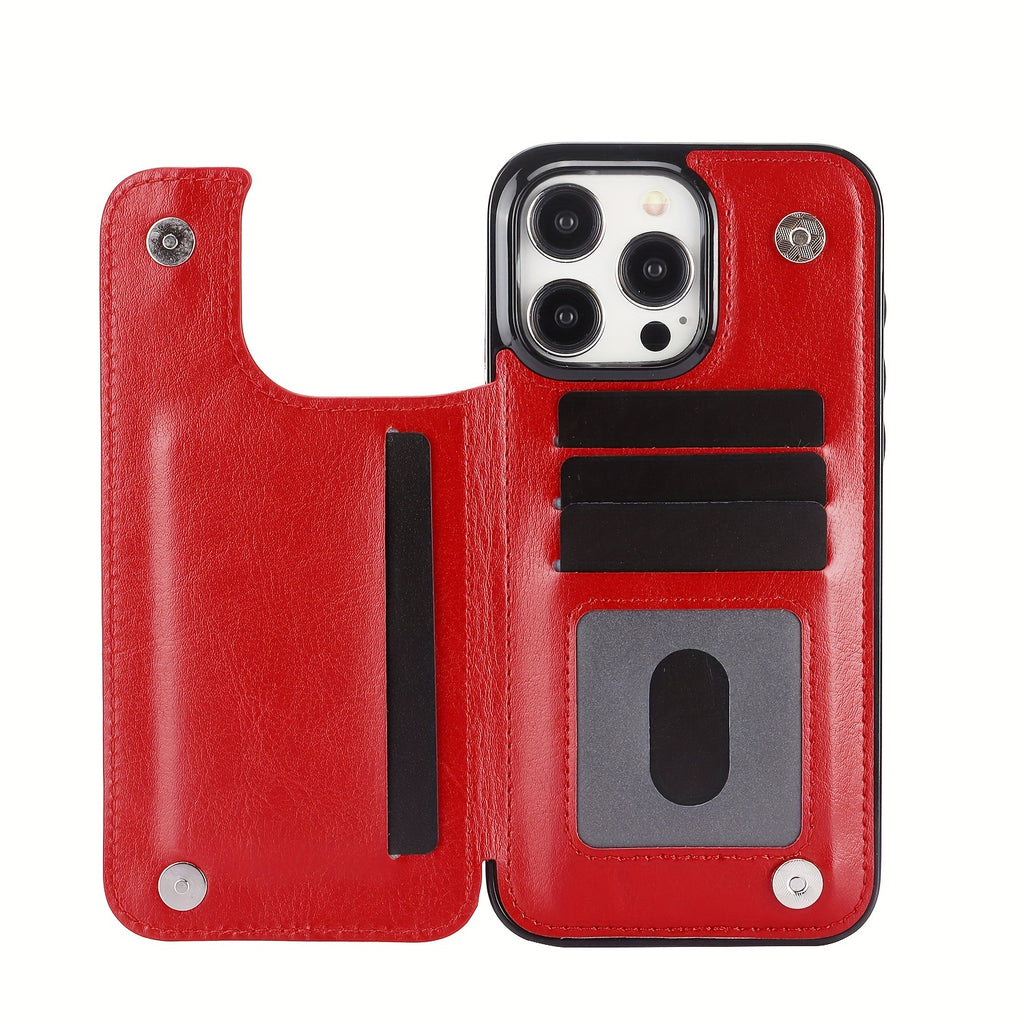 for iPhone 16 15 14 13 12 11 Pro Max XR XS Max SE 2022/2020 7 8 Plus Wallet Case with Card Holder, Faux Leather Kickstand Card Slots Case, Double Magnetic Clasp and Durable Shockproof Cover