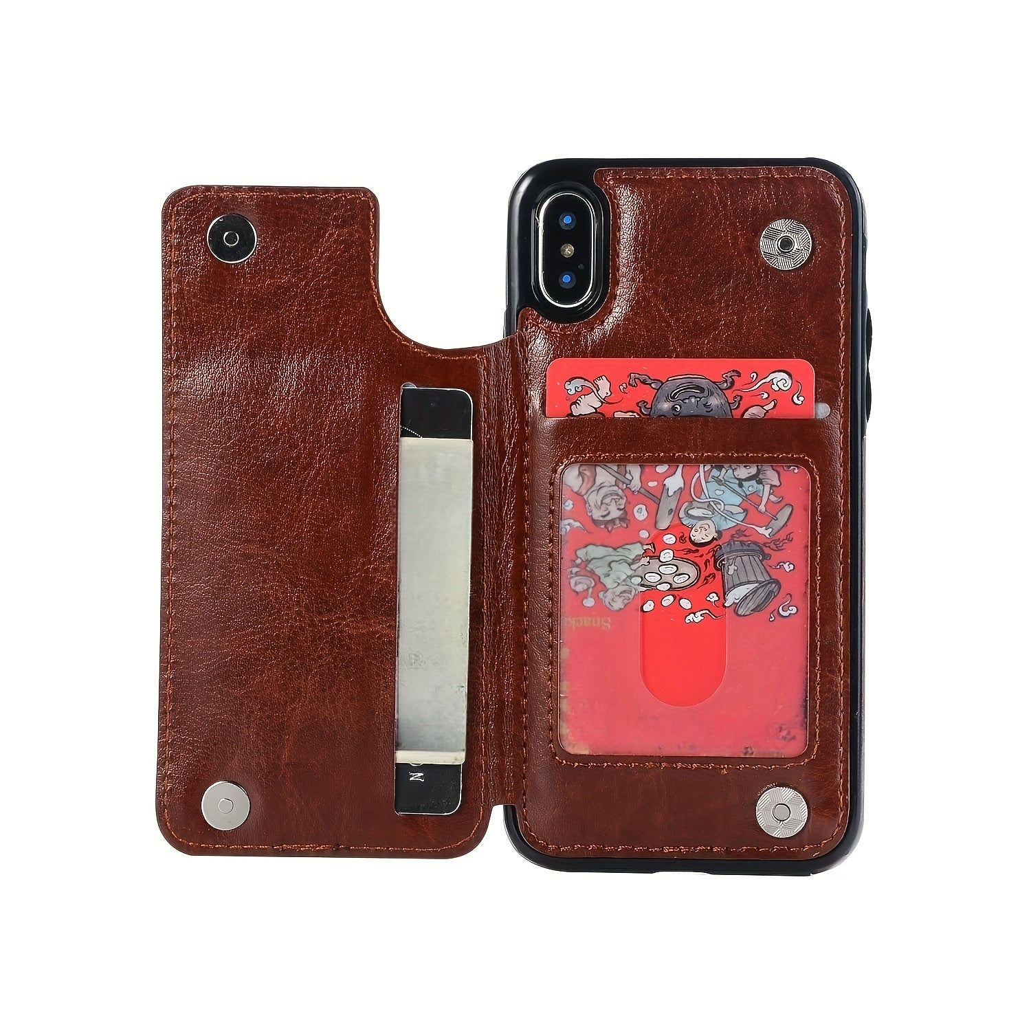 for iPhone 16 15 14 13 12 11 Pro Max XR XS Max SE 2022/2020 7 8 Plus Wallet Case with Card Holder, Faux Leather Kickstand Card Slots Case, Double Magnetic Clasp and Durable Shockproof Cover