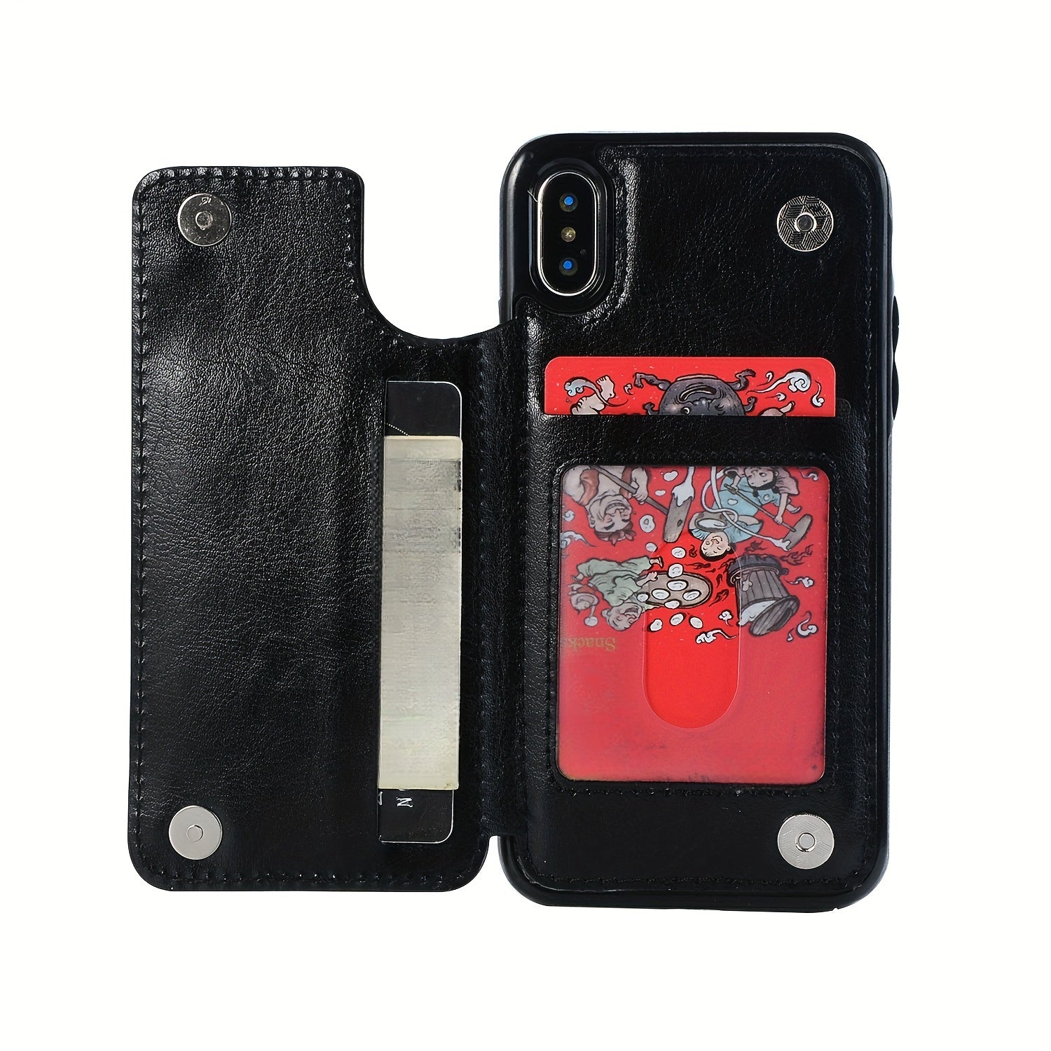for iPhone 16 15 14 13 12 11 Pro Max XR XS Max SE 2022/2020 7 8 Plus Wallet Case with Card Holder, Faux Leather Kickstand Card Slots Case, Double Magnetic Clasp and Durable Shockproof Cover