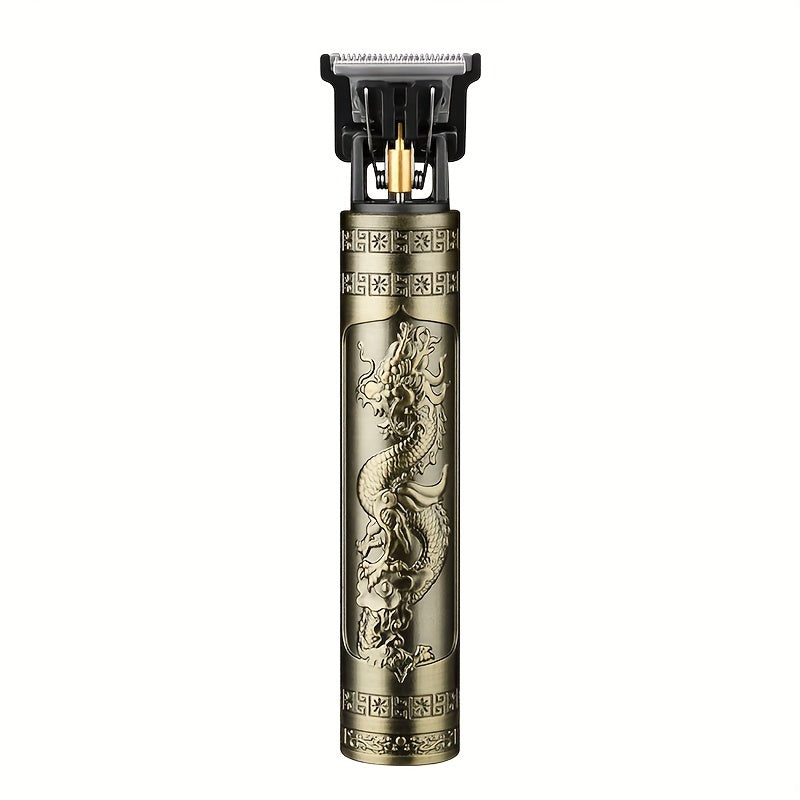 [Professional Hair Clipper] Rechargeable Professional Electric Hair Clipper Kit for Men - 1-Set, Dragon Design in Golden, Black, & Copper, 400mAh Lithium Battery, Ideal Father's Day Gift