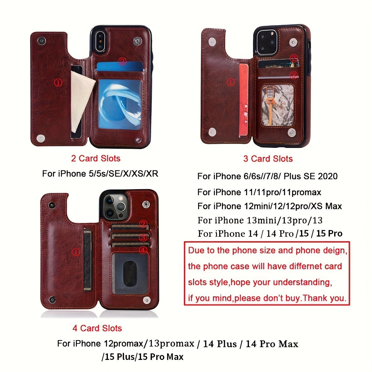 for iPhone 16 15 14 13 12 11 Pro Max XR XS Max SE 2022/2020 7 8 Plus Wallet Case with Card Holder, Faux Leather Kickstand Card Slots Case, Double Magnetic Clasp and Durable Shockproof Cover