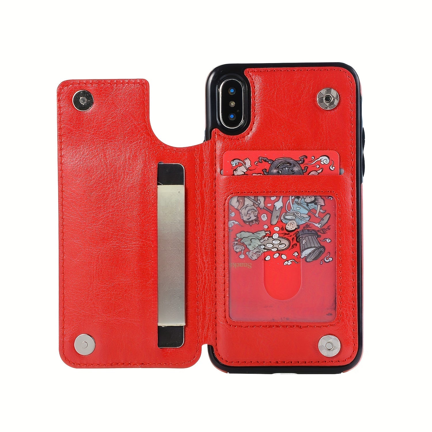 for iPhone 16 15 14 13 12 11 Pro Max XR XS Max SE 2022/2020 7 8 Plus Wallet Case with Card Holder, Faux Leather Kickstand Card Slots Case, Double Magnetic Clasp and Durable Shockproof Cover
